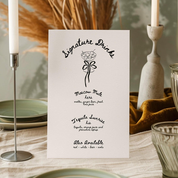 BeyzaLab Vintage Wedding Signature Drinks Sign
