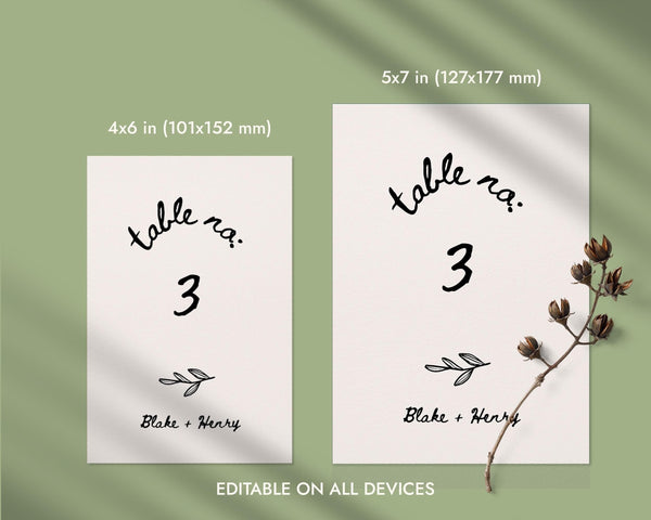 BeyzaLab Vintage Wedding Table Numbers Template