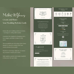Instant Download - Canva Template Vintage Wedding Website Template