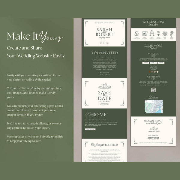 Instant Download - Canva Template Vintage Wedding Website Template