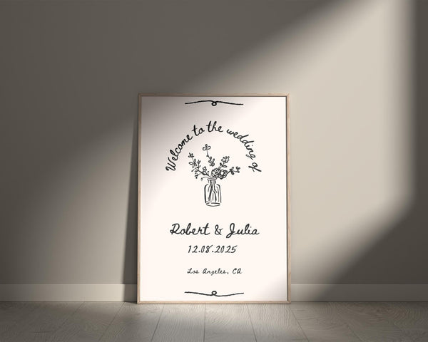 BeyzaLab Vintage Wedding Welcome Sign Template