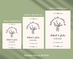 BeyzaLab Vintage Wedding Welcome Sign Template