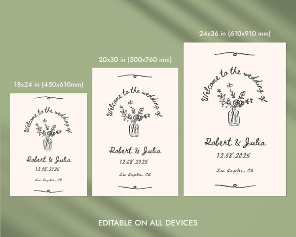 BeyzaLab Vintage Wedding Welcome Sign Template