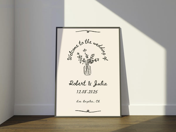 BeyzaLab Vintage Wedding Welcome Sign Template