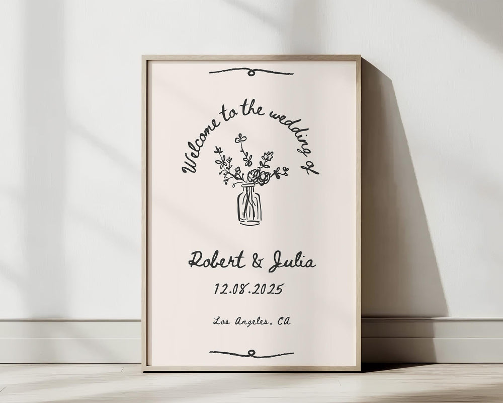 BeyzaLab Vintage Wedding Welcome Sign Template