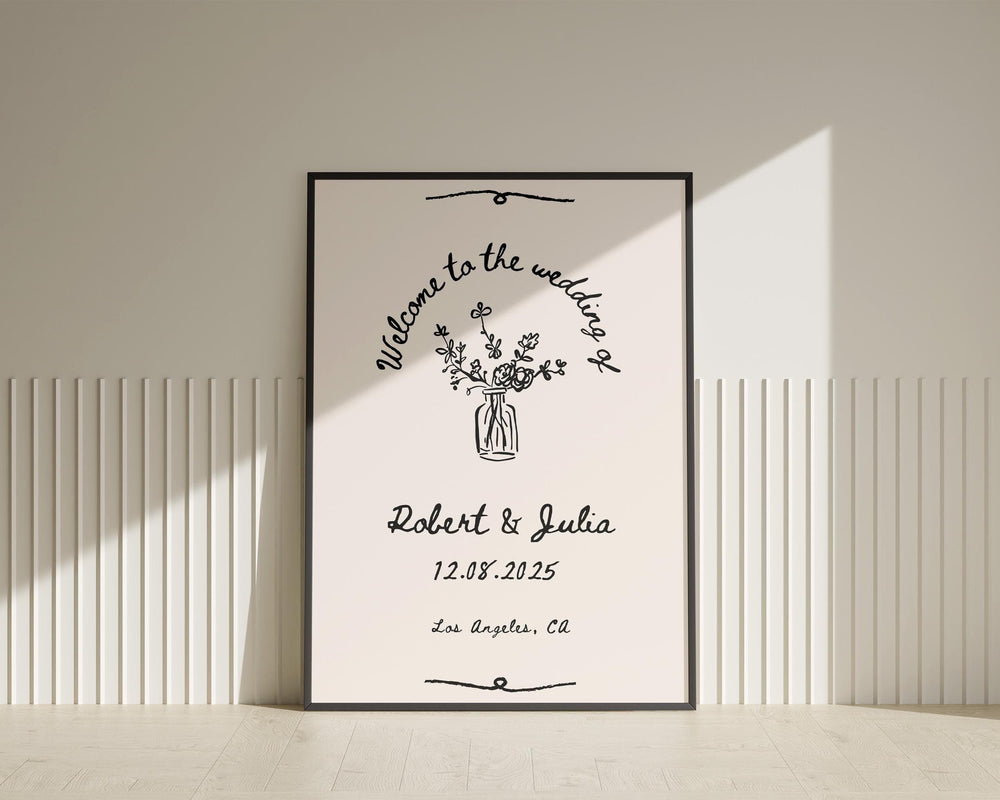BeyzaLab Vintage Wedding Welcome Sign Template