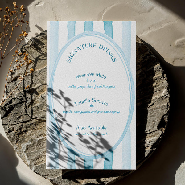 BeyzaLab Watercolor Wedding Signature Drinks Sign