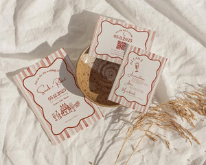BeyzaLab Wavy Striped Wedding Invitation Suite
