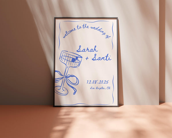BeyzaLab Wavy Vintage Wedding Welcome Sign Template
