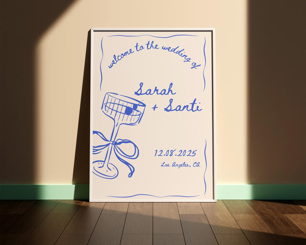 BeyzaLab Wavy Vintage Wedding Welcome Sign Template