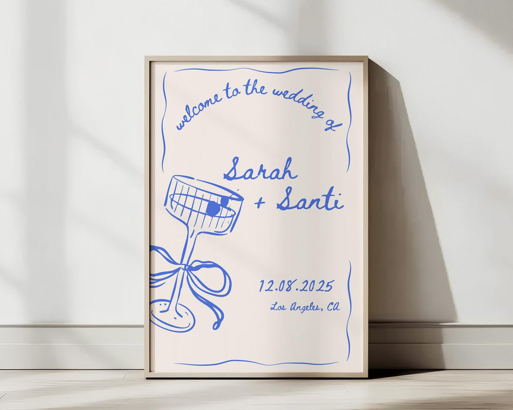 BeyzaLab Wavy Vintage Wedding Welcome Sign Template