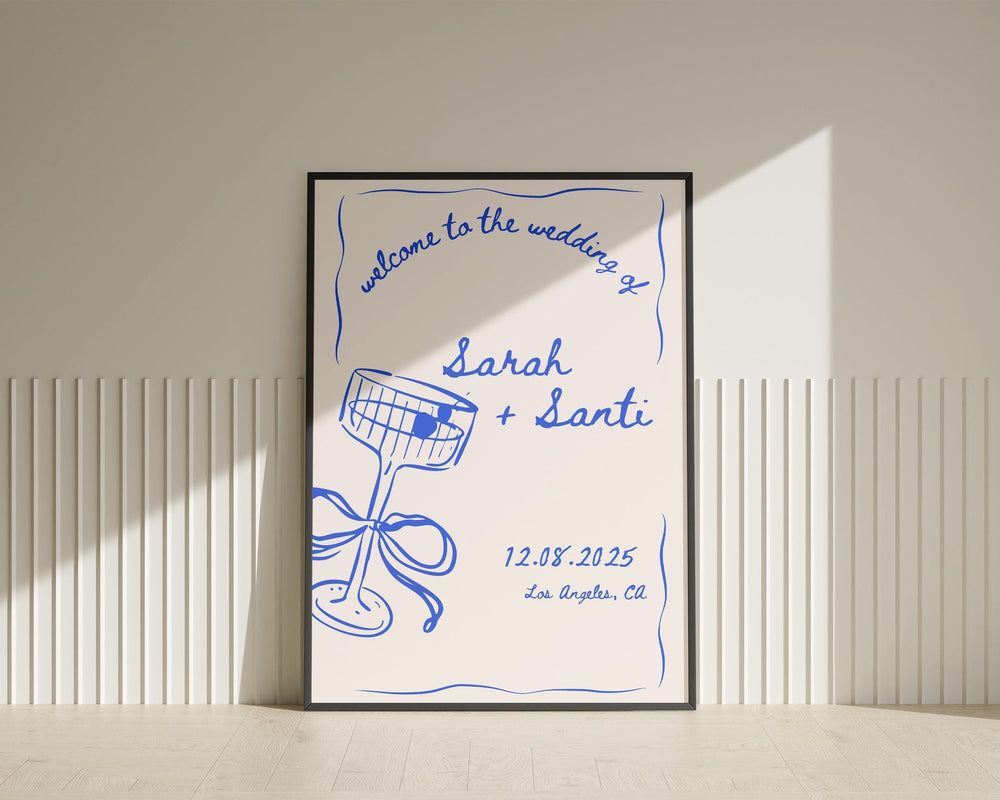 BeyzaLab Wavy Vintage Wedding Welcome Sign Template