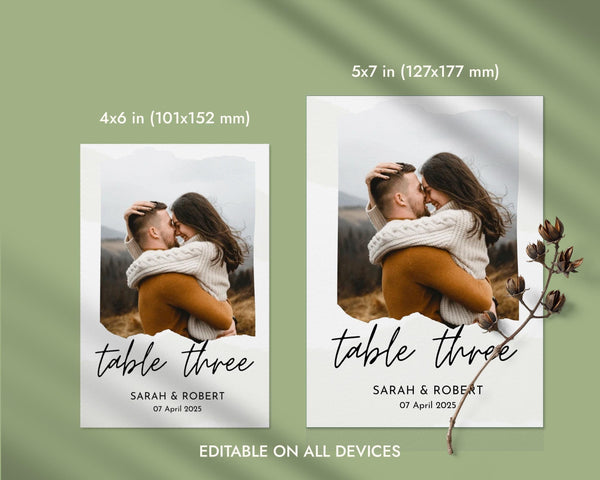 BeyzaLab Wedding Table Numbers with Photo