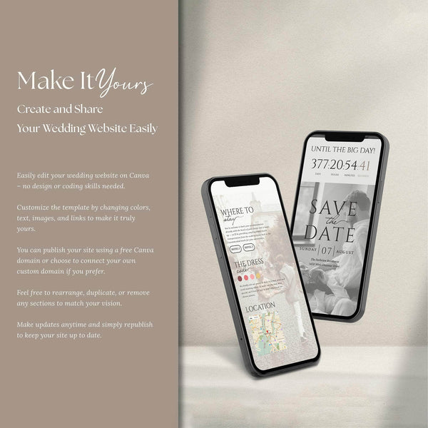 Instant Download - Canva Template Wedding Web Invitation with RSVP
