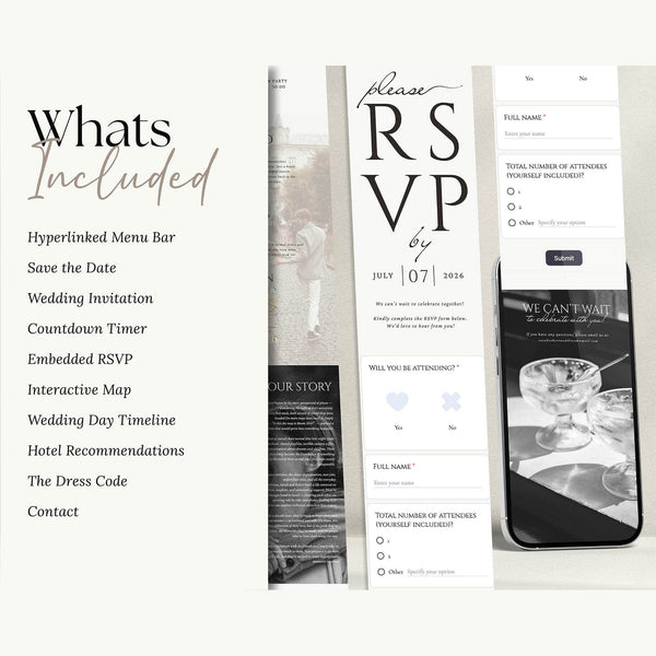 Instant Download - Canva Template Wedding Web Invitation with RSVP