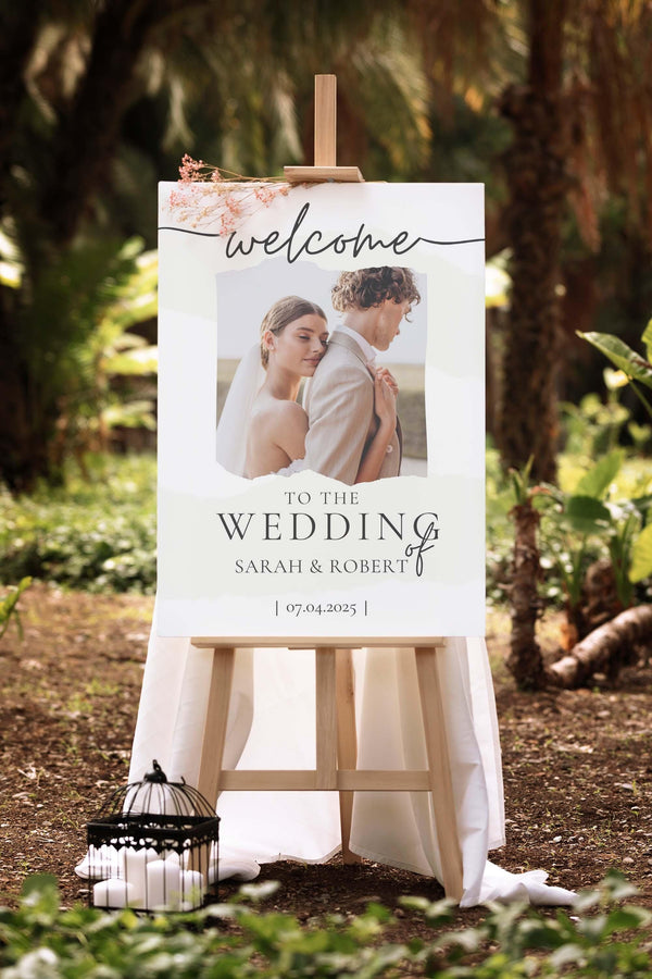 BeyzaLab Wedding Welcome Sign With Photo