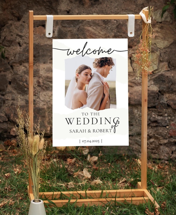 BeyzaLab Wedding Welcome Sign With Photo