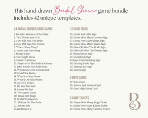 BeyzaLab Whimsical Bridal Shower Game Bundle