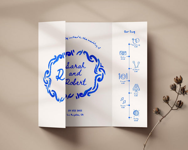BeyzaLab Whimsical Gatefold Wedding Invitation