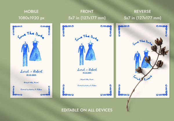 BeyzaLab Whimsical Save The Date Invite