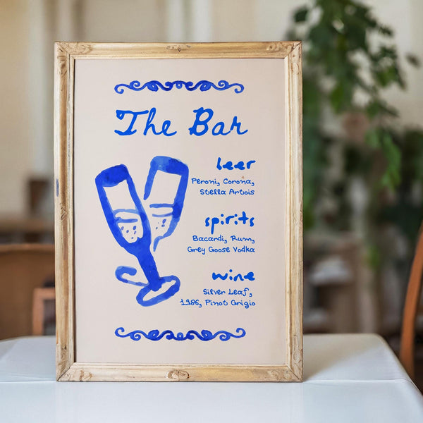 BeyzaLab Whimsical Wedding Bar Menu Sign