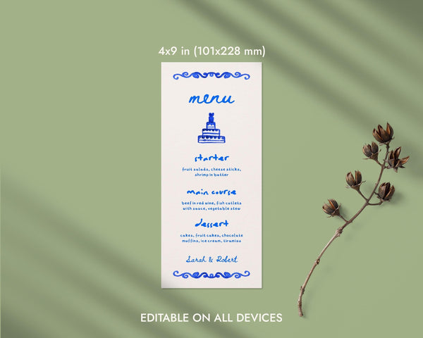 BeyzaLab Whimsical Wedding Menu Cards