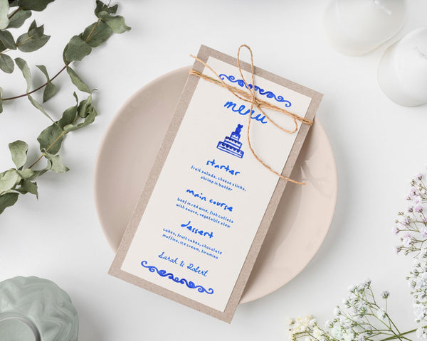 BeyzaLab Whimsical Wedding Menu Cards