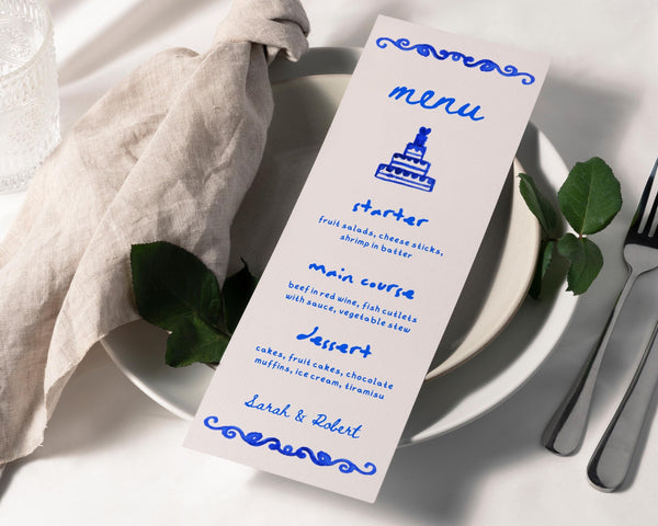 BeyzaLab Whimsical Wedding Menu Cards