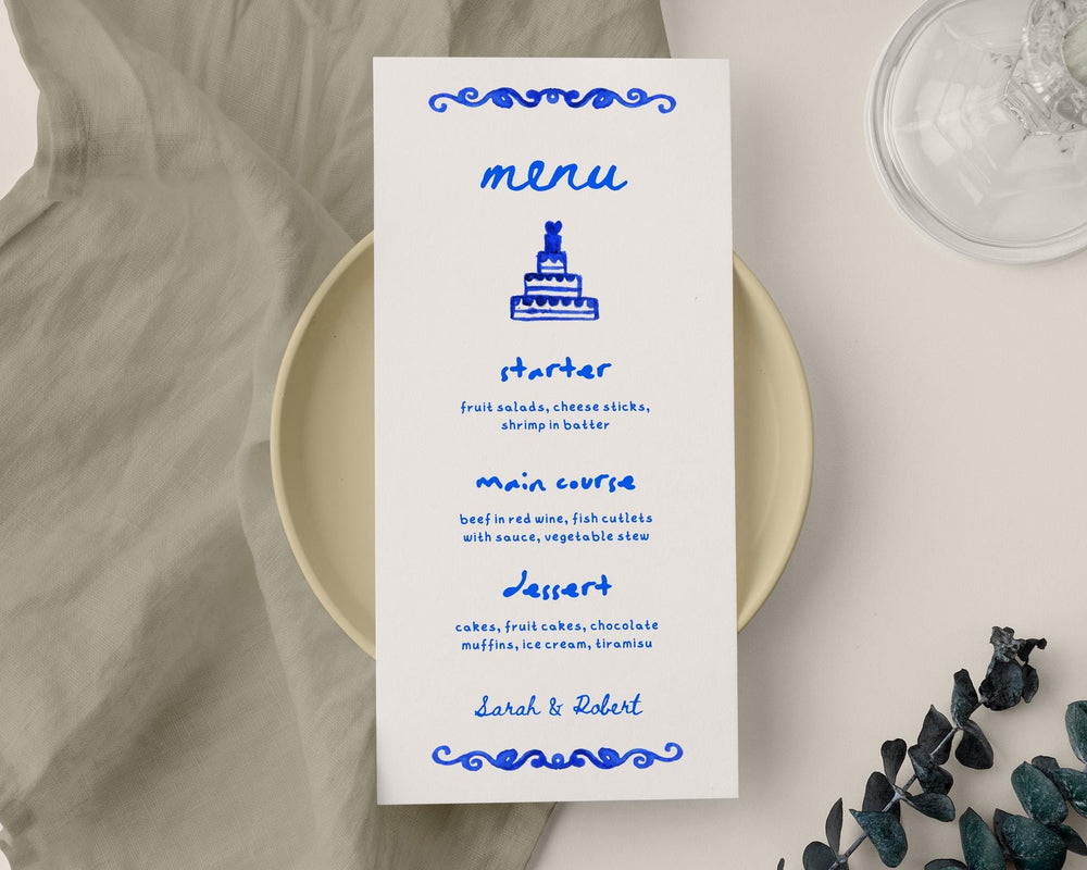 BeyzaLab Whimsical Wedding Menu Cards