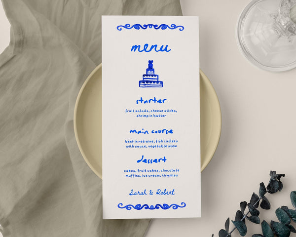 BeyzaLab Whimsical Wedding Menu Cards