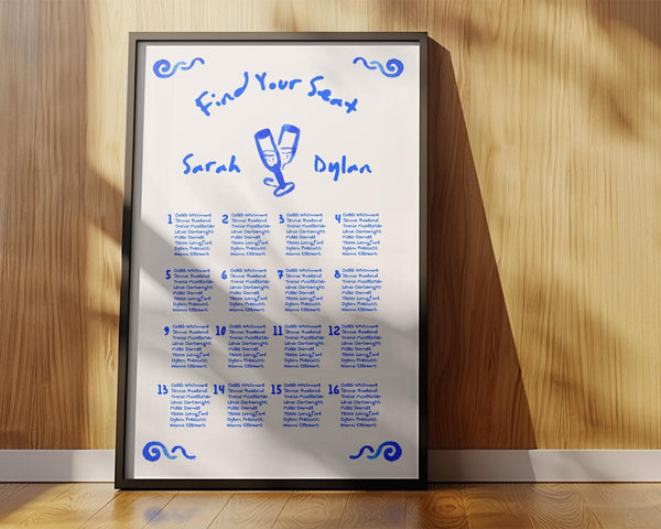 BeyzaLab Whimsical Wedding Seating Chart Sign