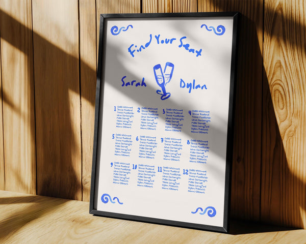 BeyzaLab Whimsical Wedding Seating Chart Sign
