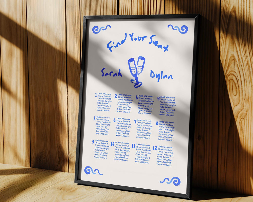 BeyzaLab Whimsical Wedding Seating Chart Sign