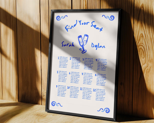 BeyzaLab Whimsical Wedding Seating Chart Sign