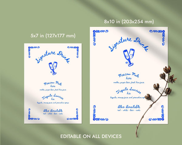BeyzaLab Whimsical Wedding Signature Drinks Sign