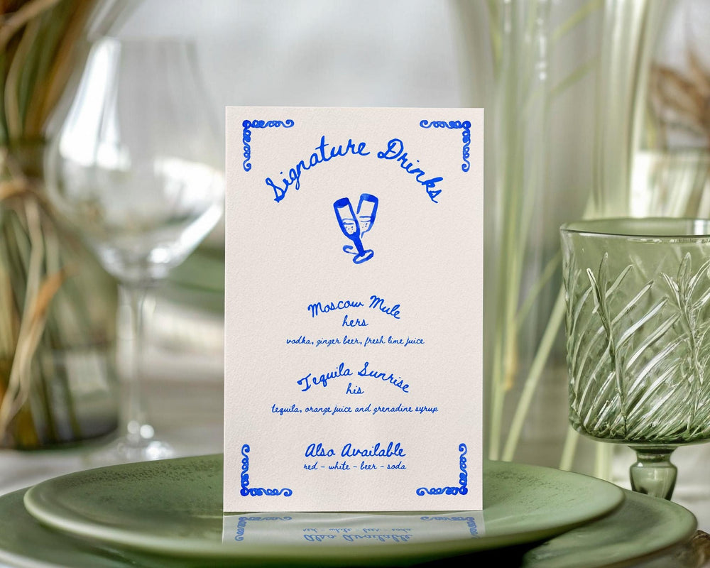 BeyzaLab Whimsical Wedding Signature Drinks Sign