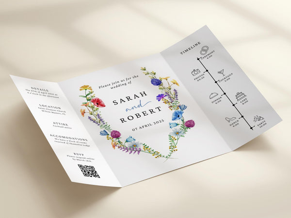BeyzaLab Wildflower Gatefold Wedding Invitation