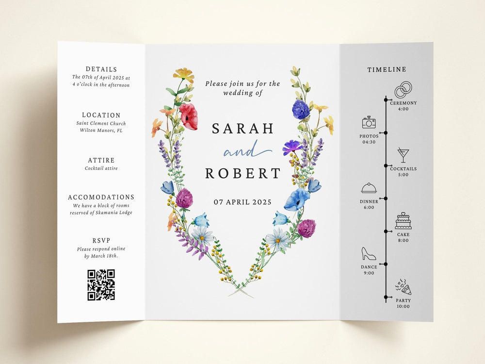 BeyzaLab Wildflower Gatefold Wedding Invitation