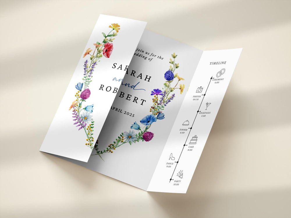 BeyzaLab Wildflower Gatefold Wedding Invitation