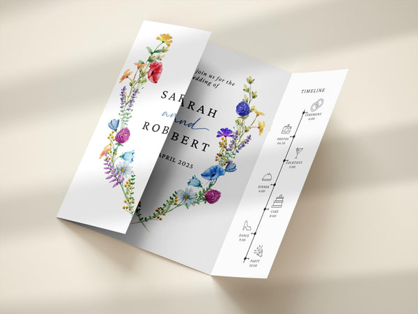BeyzaLab Wildflower Gatefold Wedding Invitation