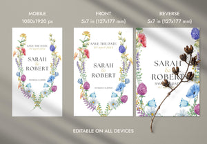 BeyzaLab Wildflower Save The Date Cards