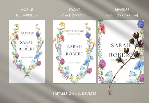 BeyzaLab Wildflower Save The Date Cards