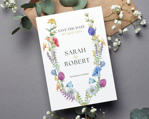 BeyzaLab Wildflower Save The Date Cards