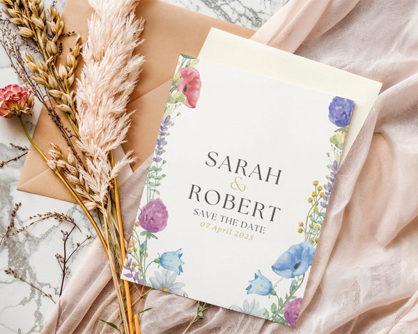 BeyzaLab Wildflower Save The Date Cards
