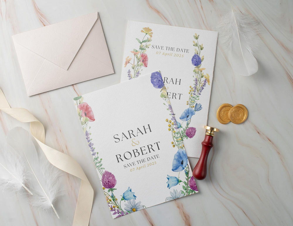 BeyzaLab Wildflower Save The Date Cards