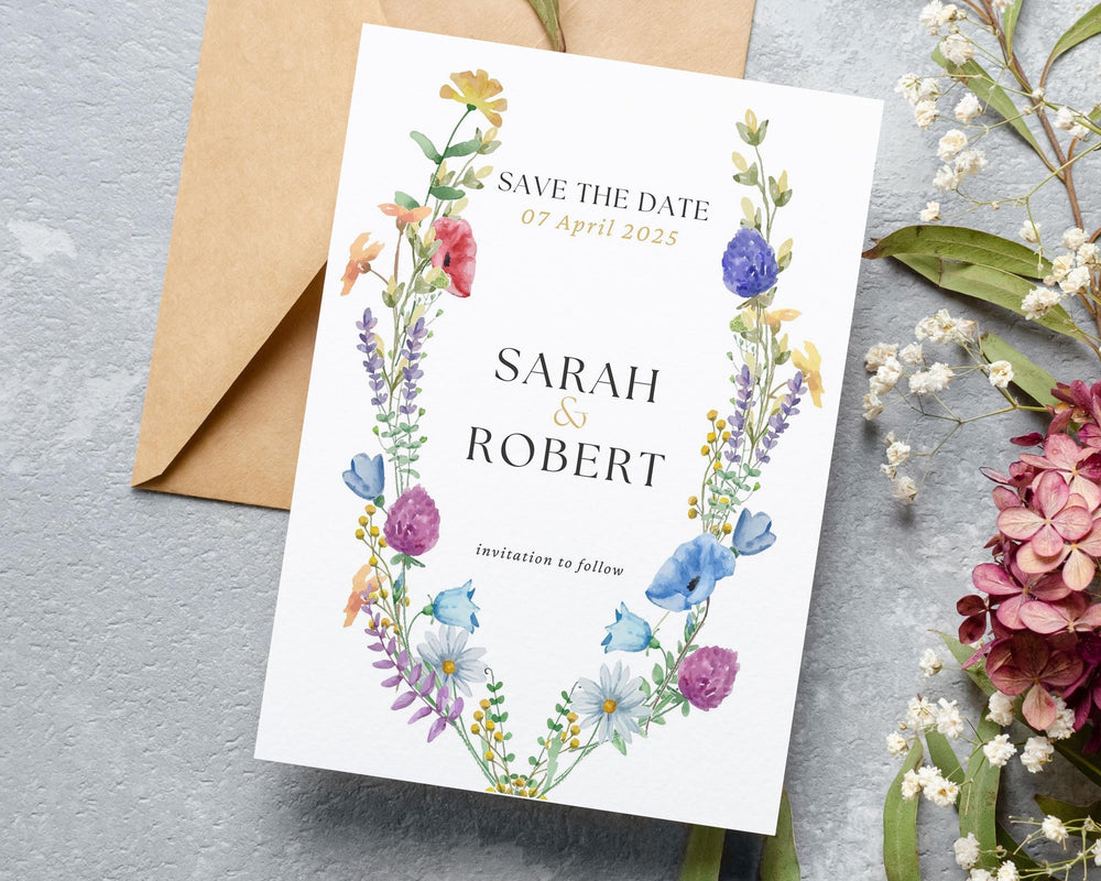 BeyzaLab Wildflower Save The Date Cards