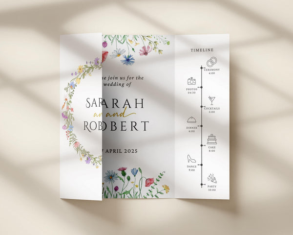 BeyzaLab Wildflower Trifold Wedding Invitation