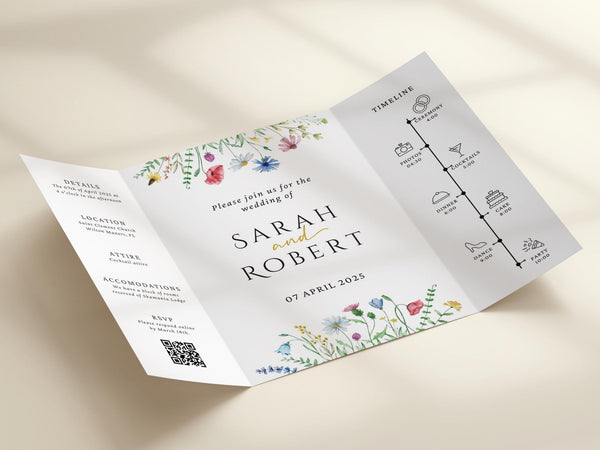 BeyzaLab Wildflower Trifold Wedding Invitation