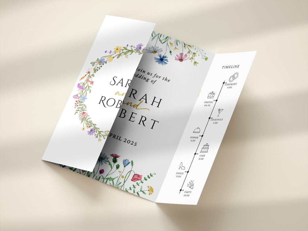 BeyzaLab Wildflower Trifold Wedding Invitation