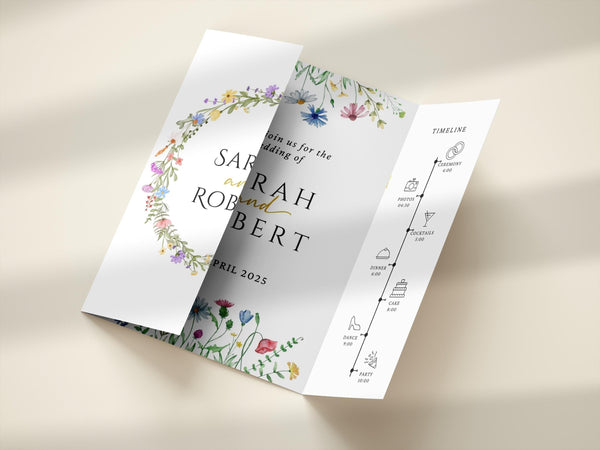 BeyzaLab Wildflower Trifold Wedding Invitation